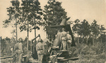 Soldiers Standing by a Cannon