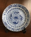 Blue and White Dish with Fish Pattern