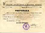 Croatian Ustasha Concentration Camp Work Permit