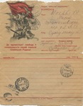 Printed Letter of Russian Tanks on Attack Waving Flag Three Days After Germany Surrenders