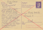 Censored Postcard from Moses Berg, Buchenwald to Ottilie Berg, Beuel