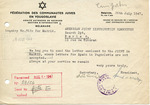 The American Joint Distribution Committee as Courier post-World War II Letter