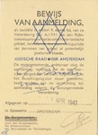 Identification Card Issued to Jews in Amsterdam Identifying Them as Jews