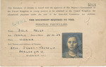 ID Issued To Ten-Year-Old Member Of The Kindertransport Helga Beck From Vienna, Austria For Admission to Harwich, United Kingdom