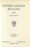 Kenyon College Bulletin 1962 Bulletin