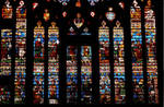Sens Cathedral, St. Etienne (St. Stephen), south transept rose window, Last Judgment, 1516, Flamboyant Gothic, stained glass, France. by Stuart Henry Rosenberg