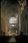 St. Denis, basilica, interior nave and choir, Rayonnant Style Gothic architecture, France, 13th century. by Allan T. Kohl