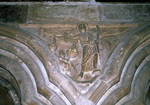 Worcester Cathedral, spandrel with weighing of the souls
