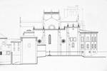 Tuy Cathedral, drawing of south side by Francisco Javier Ocana Eiroa