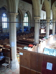 Catfield, All Saints Church, Norfolk, England, interior, looking east from parvise steps, view of rood screen