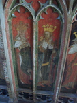 Catfield, All Saints Church, Norfolk, England, interior, detail of painted dado rood, St. Edward the Confessor and St. Olaf
